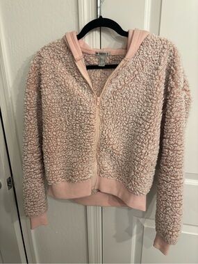 Forever 21 Blush Pink Sherpa Zip-Up Hoodie
